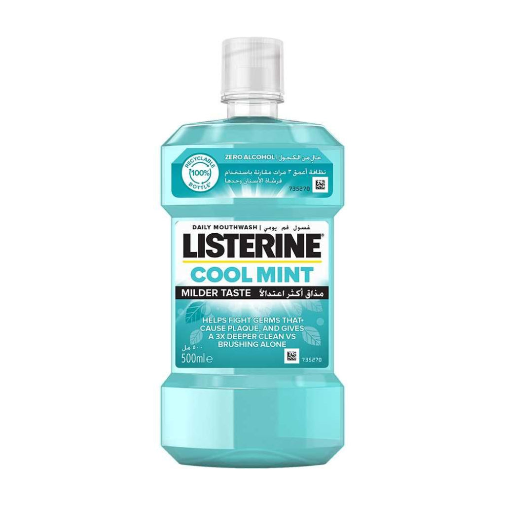 Listerine Mouthwash, Cool Mint Zero Alcohol, 500ml